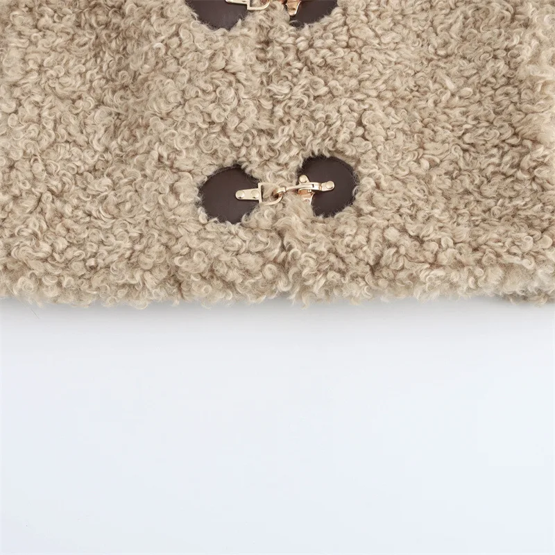 Women's Jacket Flip Collar Long Sleeve Versatile Rope Buckle Solid Color Winter New Style Coat