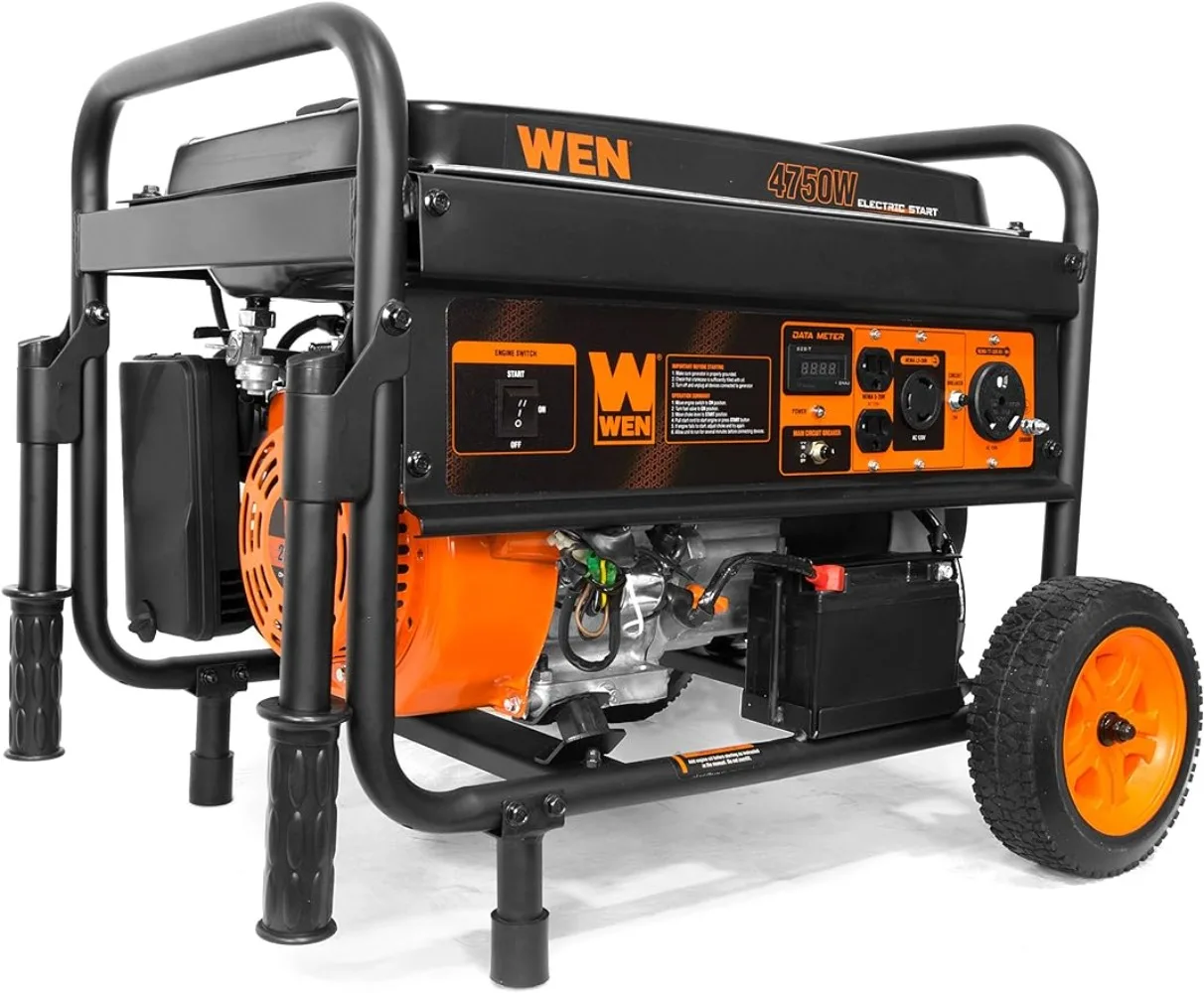 

56475 4750-Watt Portable Generator with Electric Start and Wheel Kit, Yellow and Black generator engine portable generator