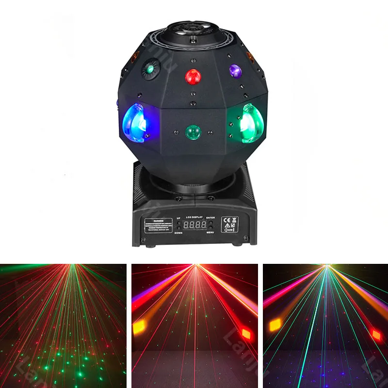 LED Laser MagicBall Moving Head Beam Pattern Projection Light DJ Disco Party Intelligent Voice Control DMX Stage Effect Lighting