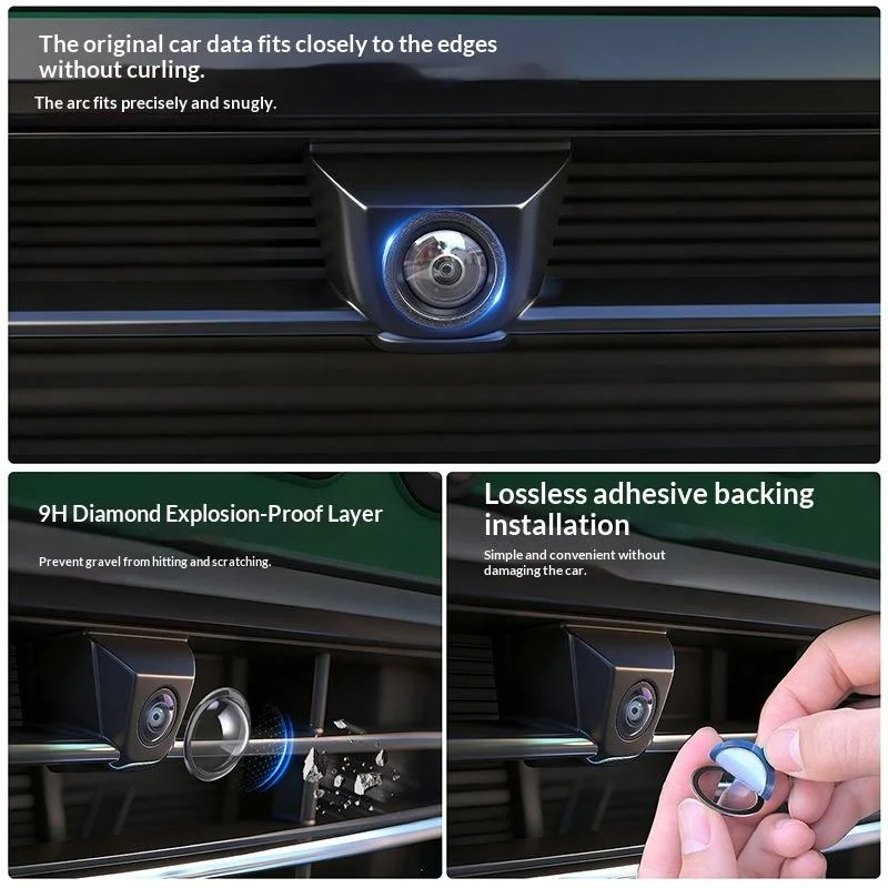 Universal Car Camera Lens Protector 2PCS 360 Degree Guard Rear View Backup Camera Cover HD Clarity Anti Glare for Driving