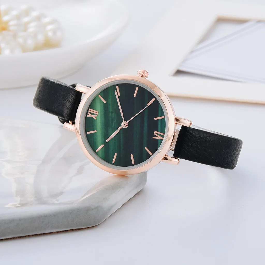 Montre Femme Jam Tangan Wanita Modis Merak Hijau Jam Tangan Kecil Tali Kulit Jam Tangan Kuarsa Wanita Hadiah Terbaik Harga Murah