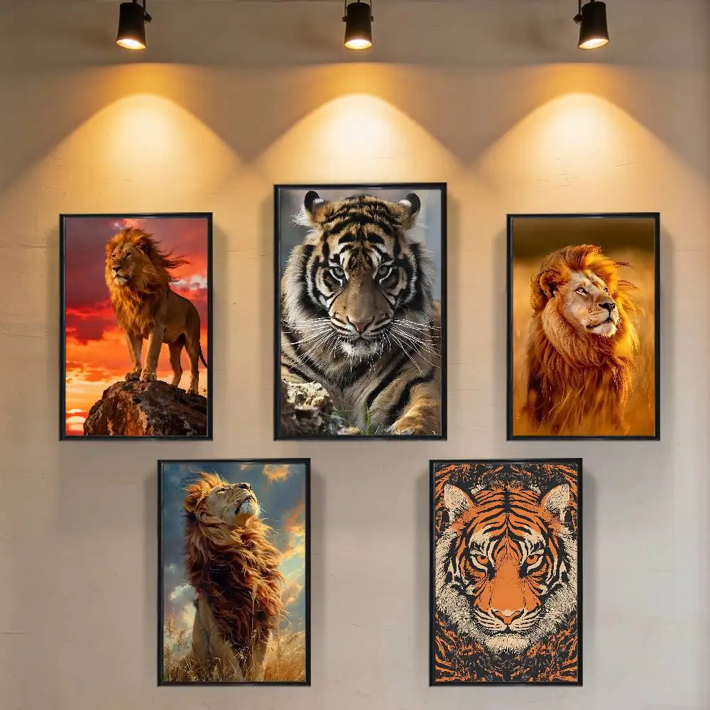 

Prairie Tyrant Tiger zoo Lion Poster Prints Wall Art Painting Picture Gift Living Room Bar Restaurant Dec Sticker Large
