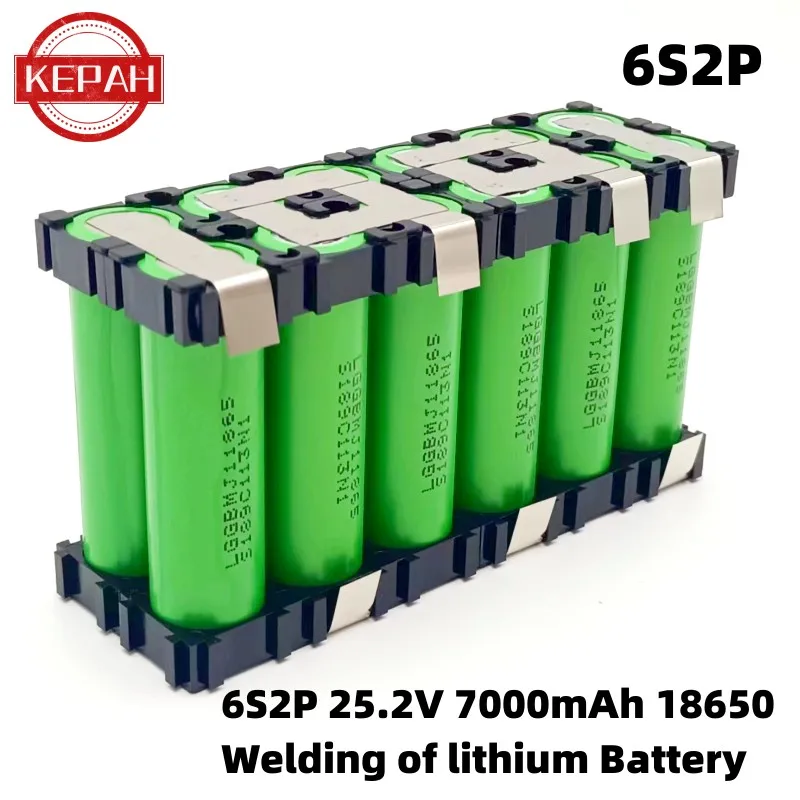 Bateria de soldagem de bateria personalizada, 2S1P 3S2P 4S1P ~ 5S2P 6S2P MJ118650 Bateria, Bateria de 3500mAh/7000mAh, 7.4V a 25.2V