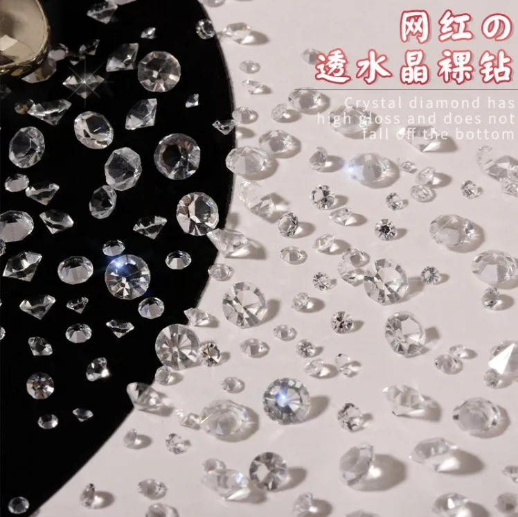 Mixed Size Clear Crystal Diamond Nail Display Decoration Big Clear Pointed Bottom Rhinestone For Take Manicure Accessories