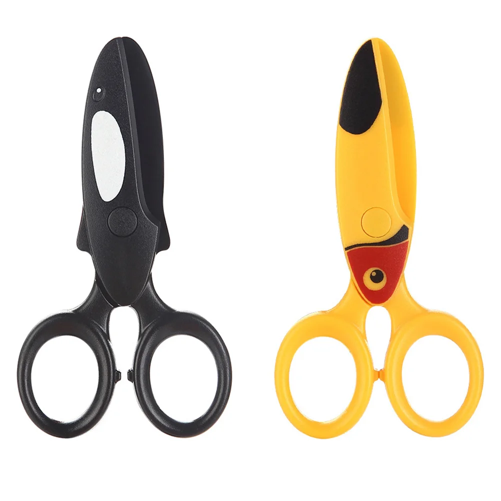 2 قطعة مقص بلاستيكي أمان طرف مستدير DIY مقص للحرف اليدوية للمدرسة والمكتب والمنزل ورق إبداعي متعدد الأغراض