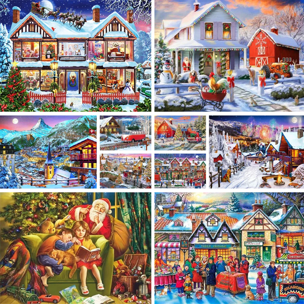 Landscape Christmas Coloring By Numbers Painting Package Oil Paints Boards By Numbers Home Decor Crafts For Adults For Drawing