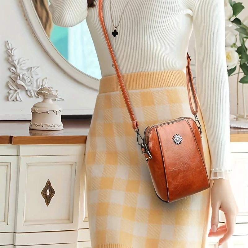 Casual Leather Mini Crossbody Purse, Small Phone Bag with Adjustable Strap, Versatile Practical for Daily Outings Shoulder Bags