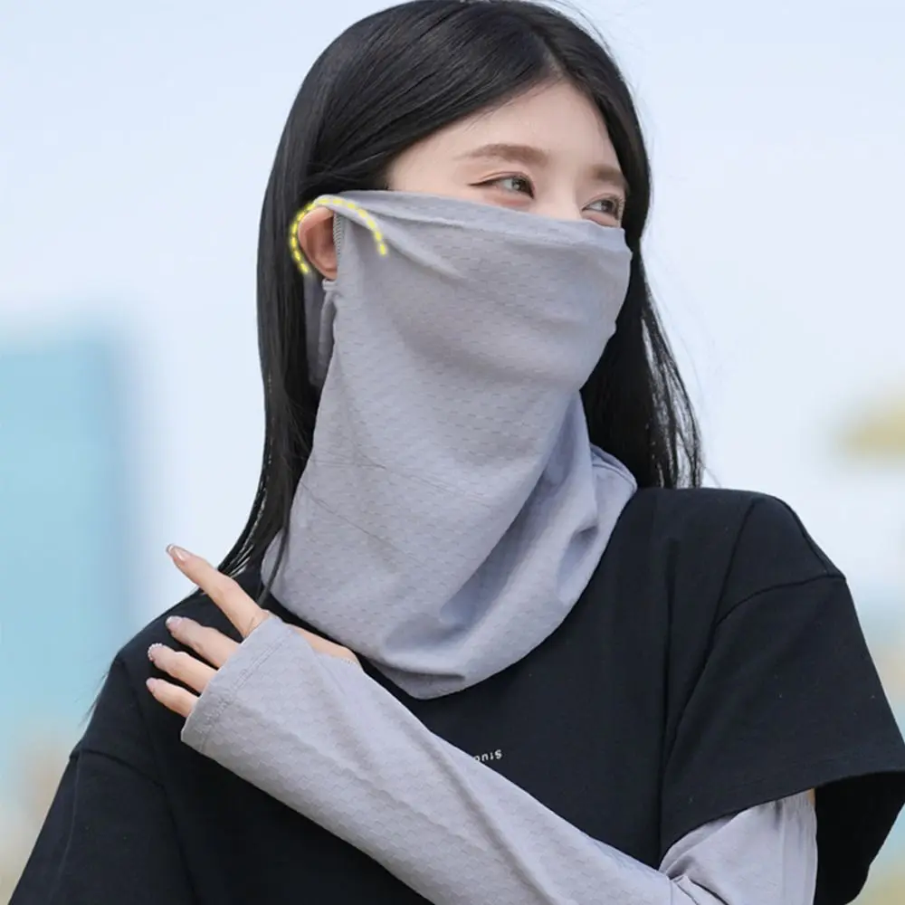Sun Protection Sunscreen Mask Neck Protection Ice Silk Face Cover Sunscreen and Shading Anti-ultraviolet Sunshade Face Mask