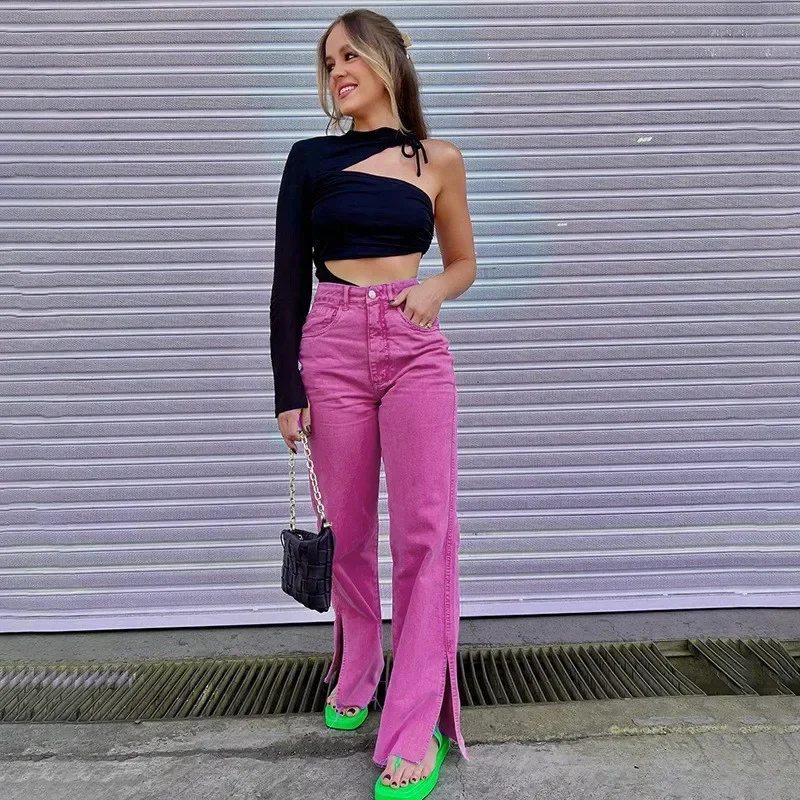 

Harajuku Pink Casual High Waist Cargo Pants Sexy Women with Sashes Korean Fashion Long Trousers Ladies Pockets Strips Streetwear