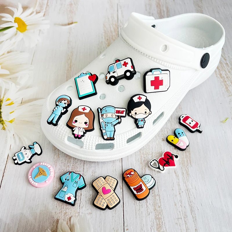 Nurse Healthcare Shoe Charms Pin for Crocs Accessories Charms Decoration Clog Bracelet Wristband Kids Men Women Party Gifts