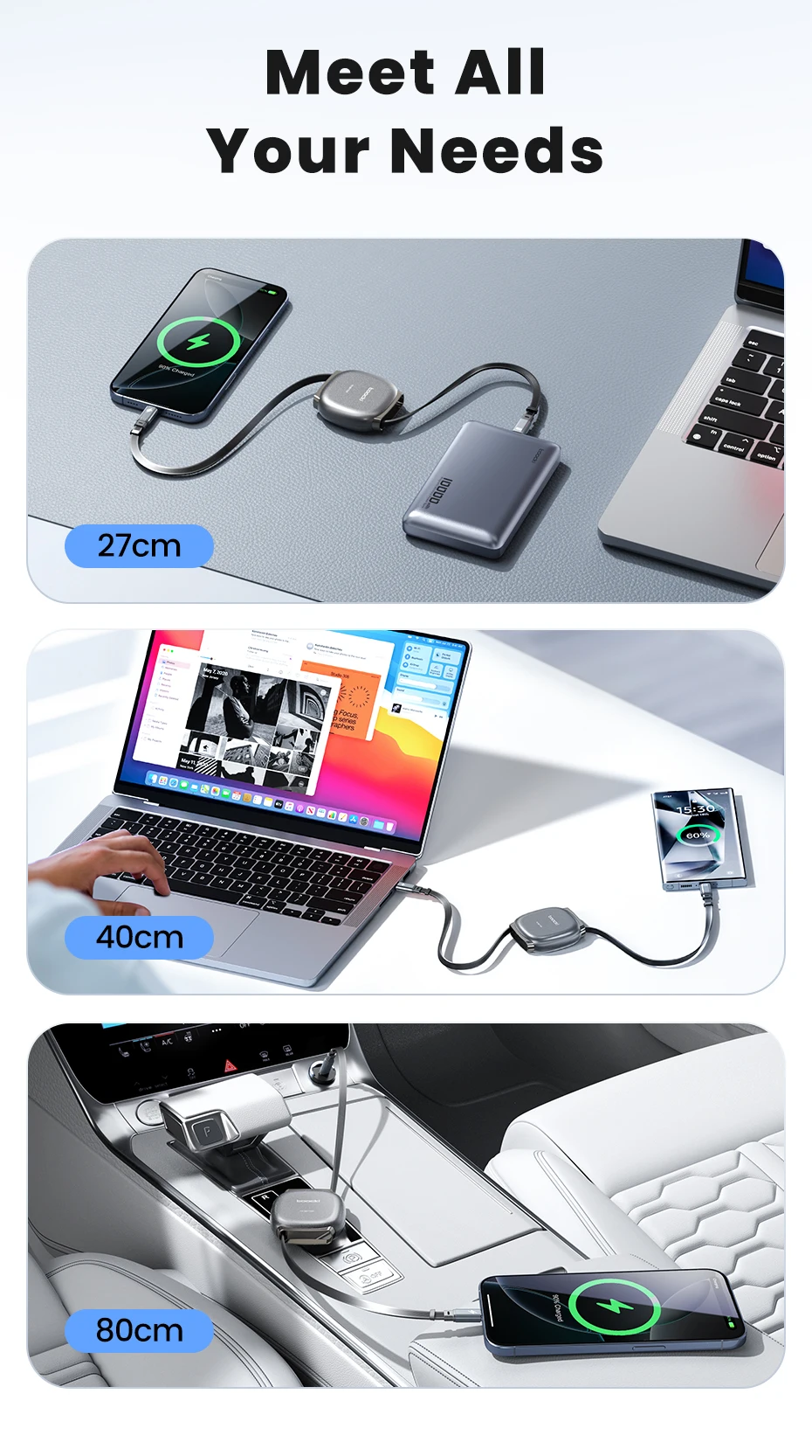 Toocki USB-C zu USB-C 100 W Teleskopkabel 480 Mbit/s Hochgeschwindigkeitsübertragung kompakte Größe für iPhone 16 ProMax Samsung Datenkabel – Detail 13
