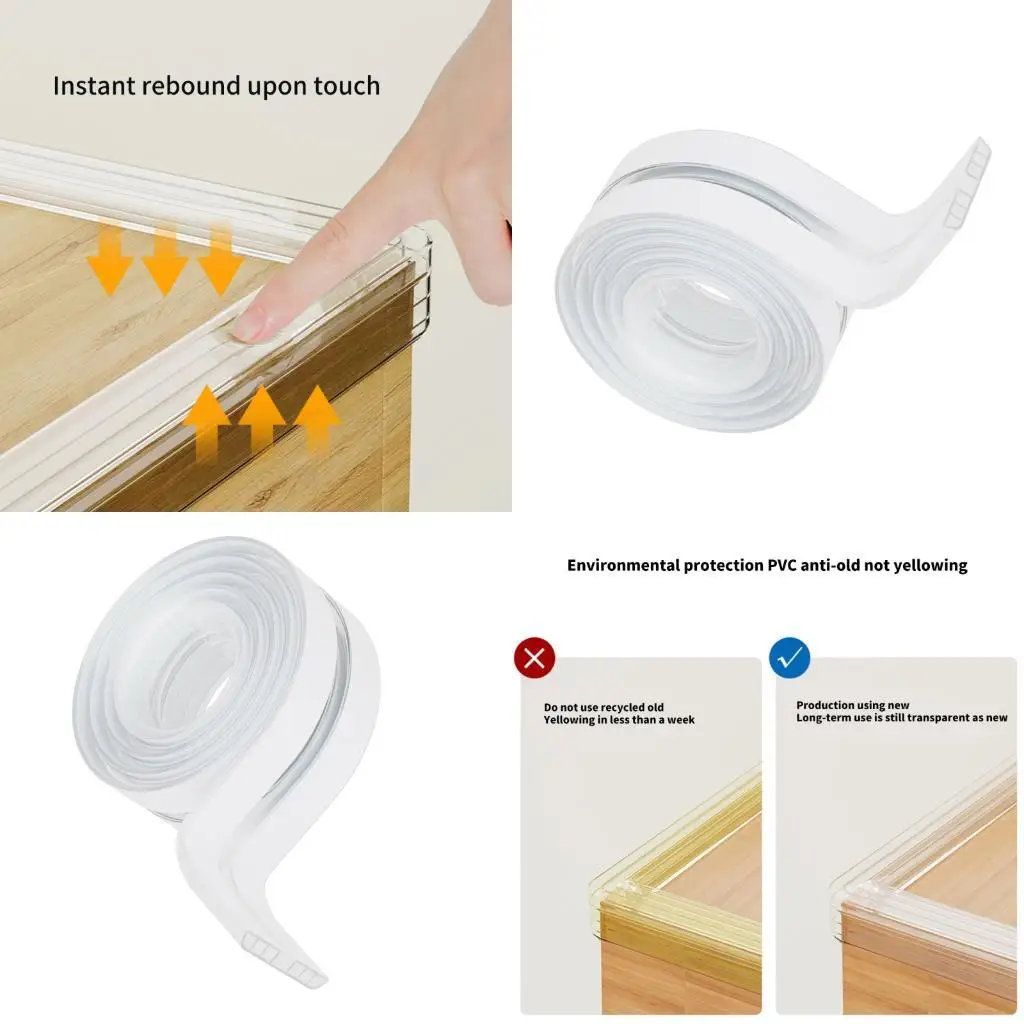 

652F Clear Edges Protector Baby Safety Table Corner Bumper Thick PVC Nonsip Adhesive For Wood Glass Metal Surfaces