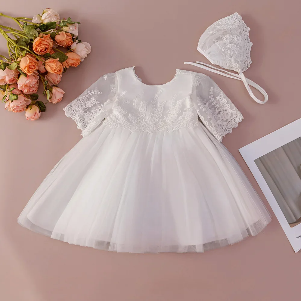 Baby Girls Christening Gowns Newborn Toddler Birthday Princess Lace 1st Year Birthday Dresses