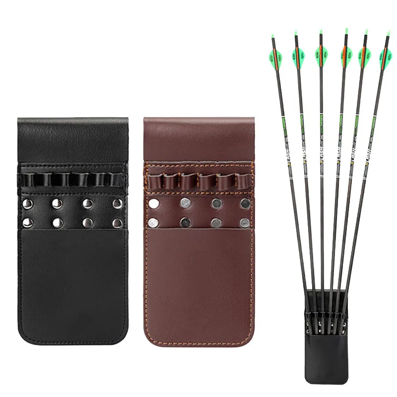 

Карманный колчан для стрельбы из лука, кожаная сумка для хранения стрел, держащая 6 стрел, лук и стрелы, аксессуары для охоты и стрельбы