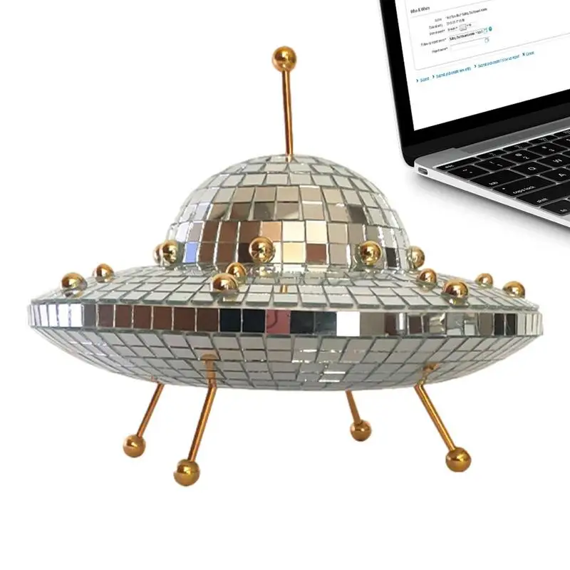 Disco UFO Decor Flying Saucer Shape Disco Ball Decorations UFO Shape Disco Ball Ornament Mirror Ornament Bar Party Wedding