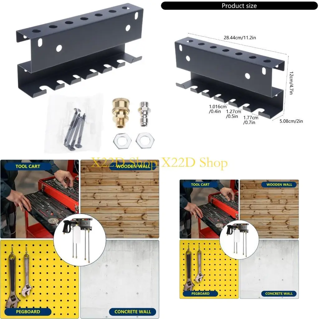 

X22D Wall Mounted Pressure Washer Guns and Accessory Holder Stainless Steel Storage Rack for Car Wash Accessories