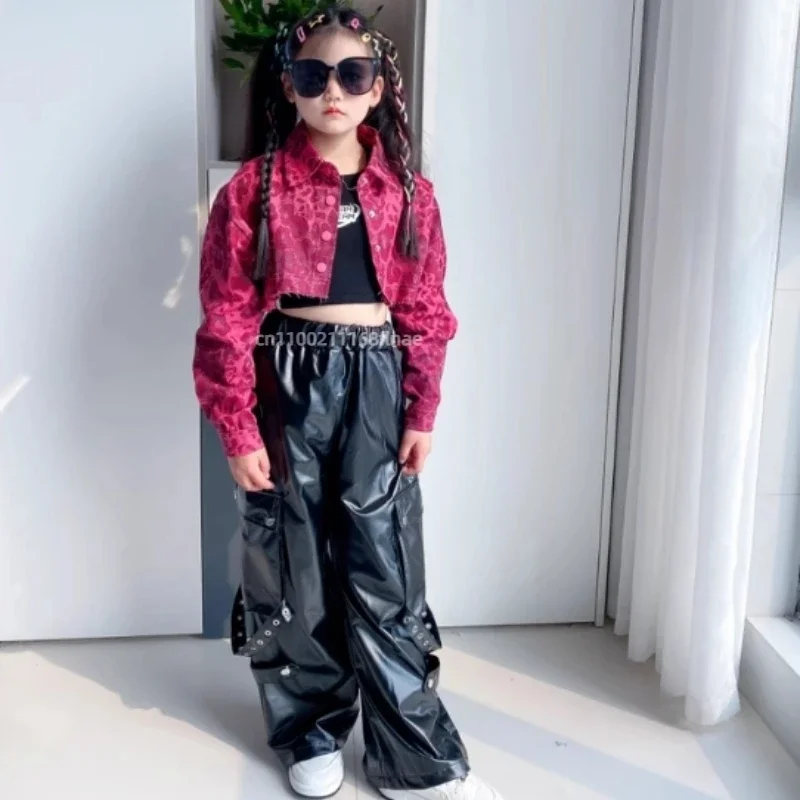 jazz-dance-costume-girls-pink-sequin-crop-tops-shorts-jacket-hip-hop-clothes-children's-day-jazz-dance-stage-performance-costume