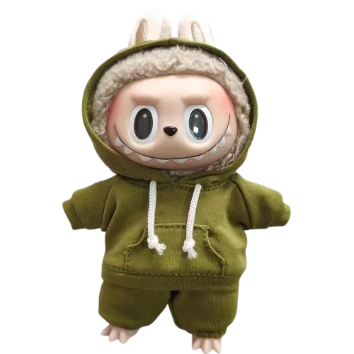 Casual Sweatsuit Set voor Labubu Kleding voor 15/17 cm Poppen Mode Sport Outfit Jurk voor Labubu Casual Bril hoofdtelefoon Schoenen