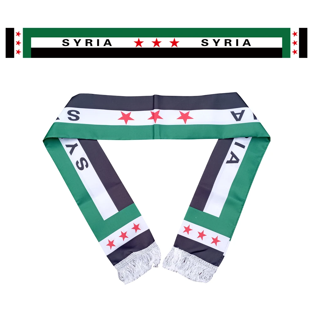 Aerlxemrbrae Niestandardowy baner Syria Szalik 15 * 150 cm Syryjska Republika Arabska Syryjski trzygwiazdkowy szalik Banner