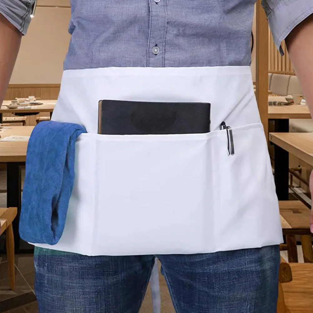 Unisex Half Apron 3 Pockets Adjustable Strap Men Women Kitchen Chef Cafe Restaurant Bakery Flower Shop Barista Server Work Apron