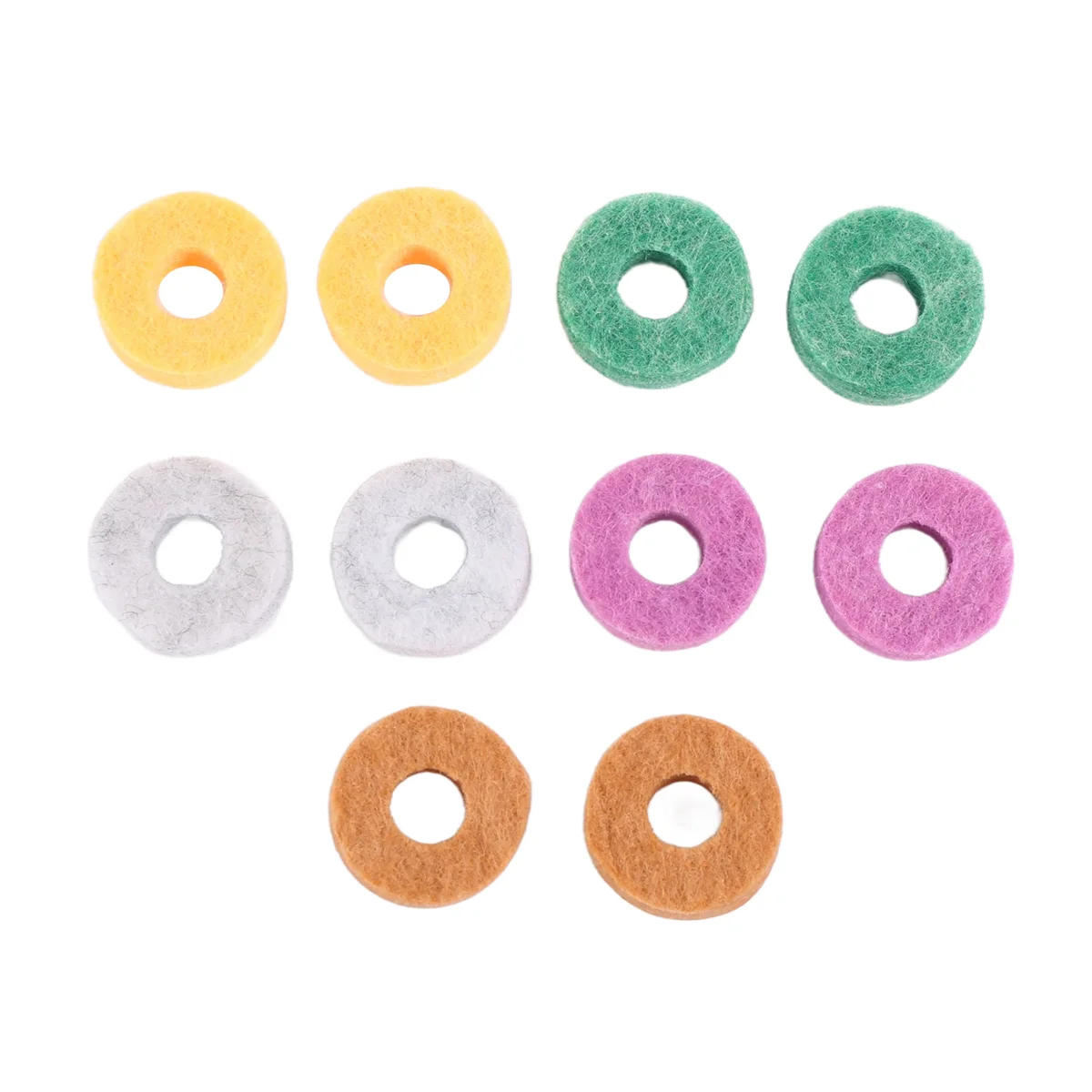 10Pcs/ Pack Cymbal Stand Felt Washer Pad Replacement Round Soft for Drum Set Cymbals (Random Color )