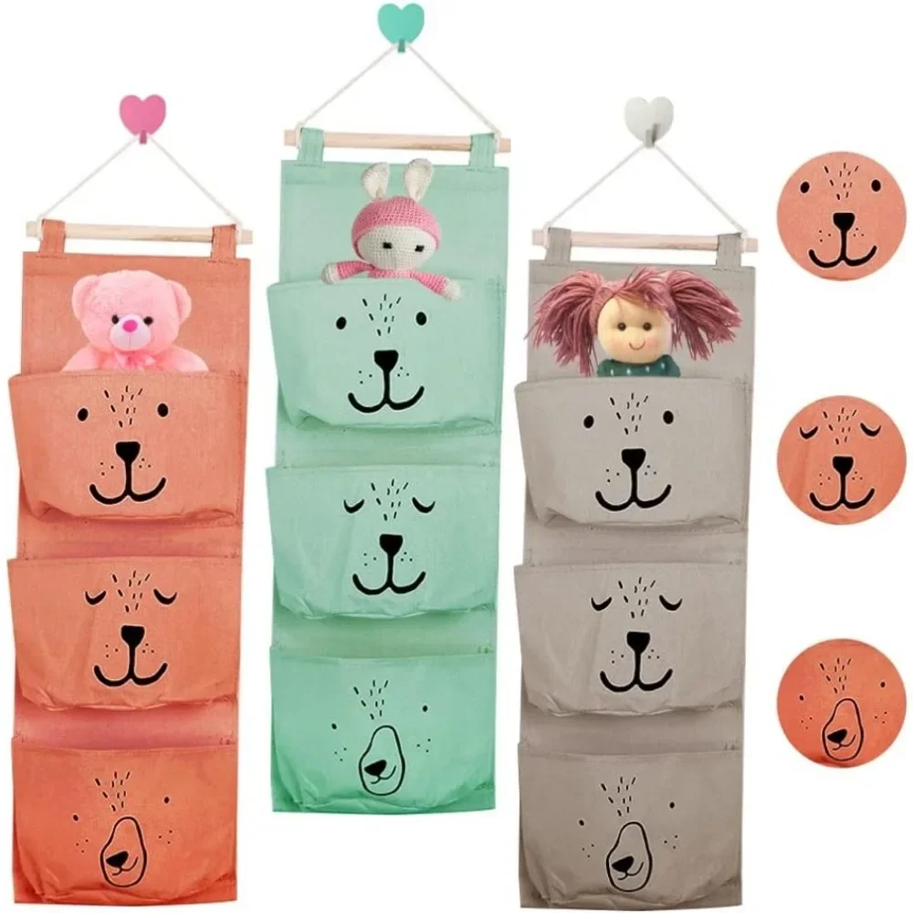 3 Pocket Waterproof Hanging Storage Bag Foldable Hanging Bag for Children's Room Hanging Bag for Clutter Storage Behind Door