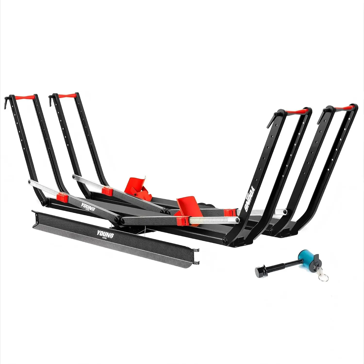 Young 200 lbs Ebike Racks with Ramp for Tow Hitch with 2 Arms, Tire Clamp 2 Bike Rack Hitch for Car SUV RV Truck Trailer