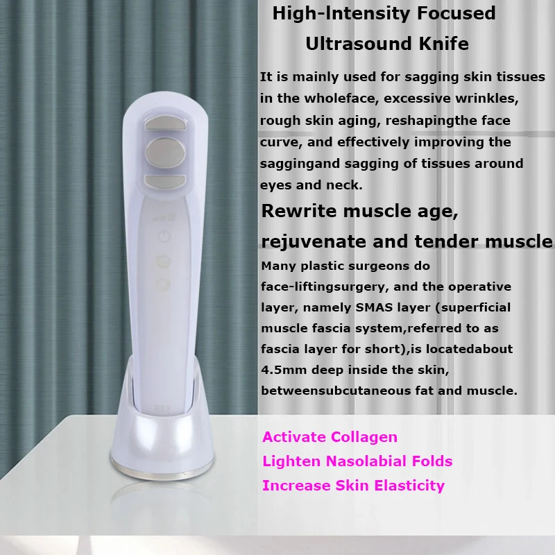 Ultrasonic V-Face Beauty Equipment EMS RF Beauty Massager Facial Lifting Electric Pulse Beauty Knife Skin Rejuvenation Whitening