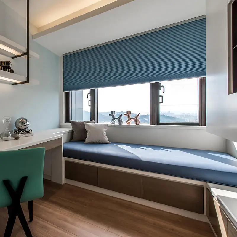 Customized Blinds Thermal Insulation Fabric Phone App Google Remote To Control Electric Honeycomb Cellular Blinds For Windows view 4