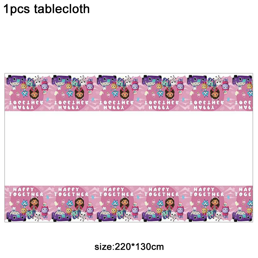 Pink Gabby Dollhouse Cats Birthday Party Decorations Tableware Cups Plates Napkin Balloons Backdrop for Girls Party Supplies