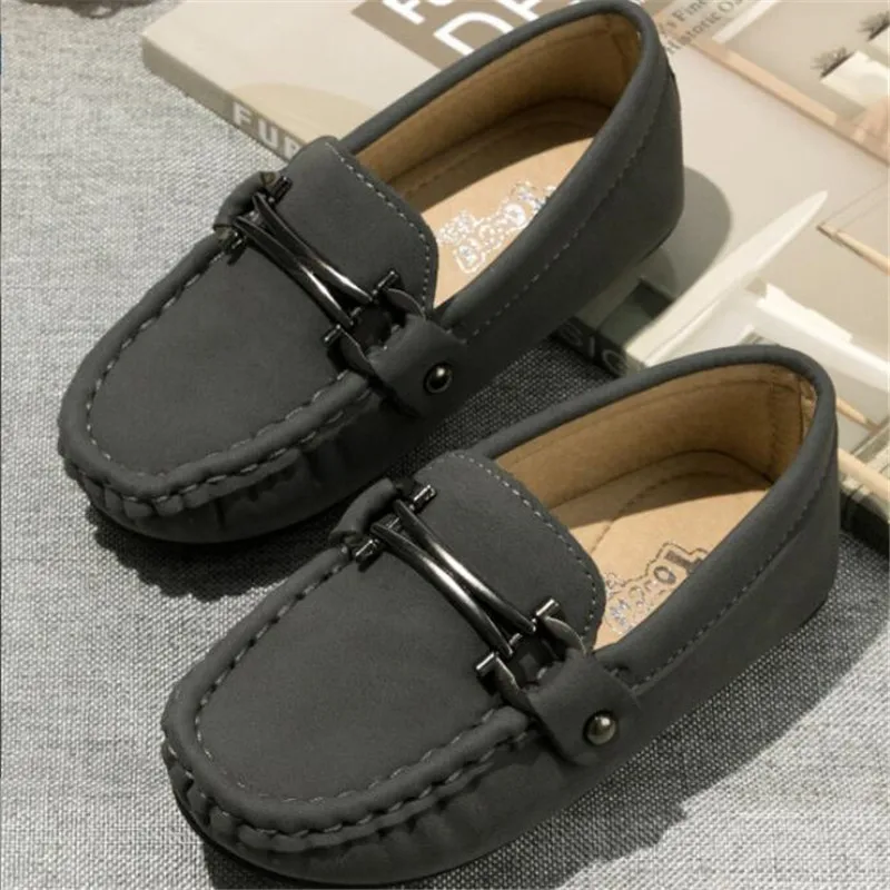 Jesień dzieci buty dzieci moda mieszkania dziewczynek szare buty markowe chłopcy miękkie obuwie mokasyny dla małego dziecka Slip on mokasyn