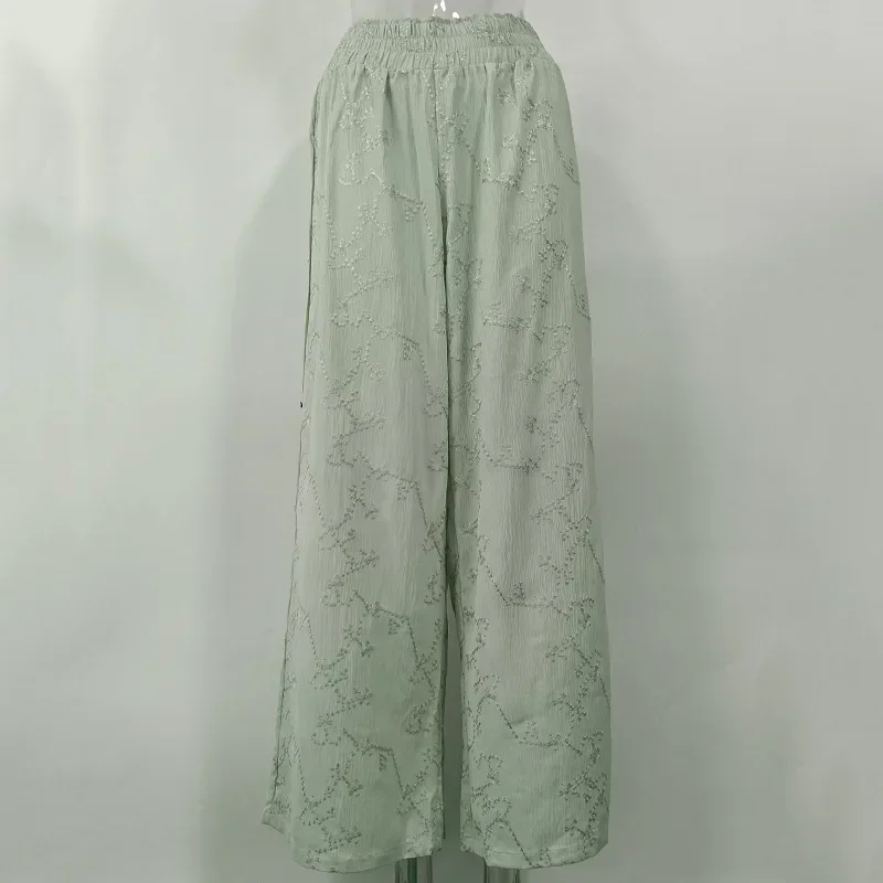 Womens Wide-leg Pants Summer 2023 Fashion High Waist Women Casual Pants