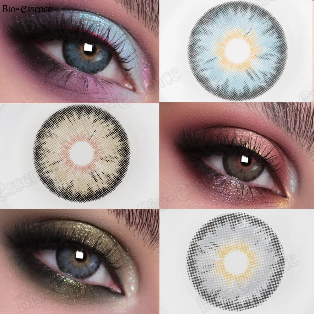 Bio-essence 1 par de lentes de contacto de colores Siri lentes de contacto de moda para ojos lentes de contacto suaves lentes de maquillaje de lentes de ojos de Color
