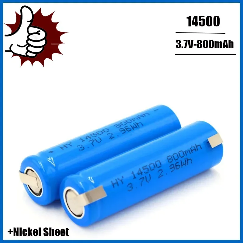 100% 14500 800mAh 3.7V Li-ion Rechargeable Battery + Nickel Lithium Battery for LED Flashlight Headlamp Mouse