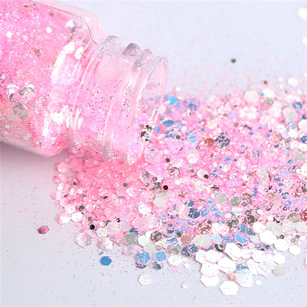 20g/Bottle Chunky Iridescent Opal Glitter Nail Sequins 12 Colors Holographic Mermaid Glitter Shiny Irregular Spangle Paillette #