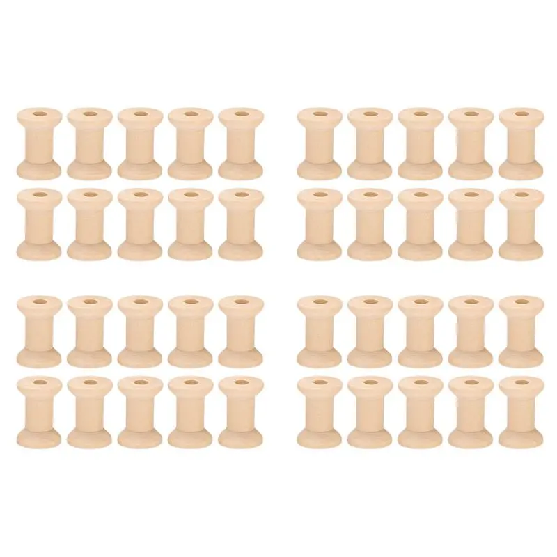 

ABRE-40шт деревянные пустые катушки с нитью натурального цвета 29 мм х 23 мм