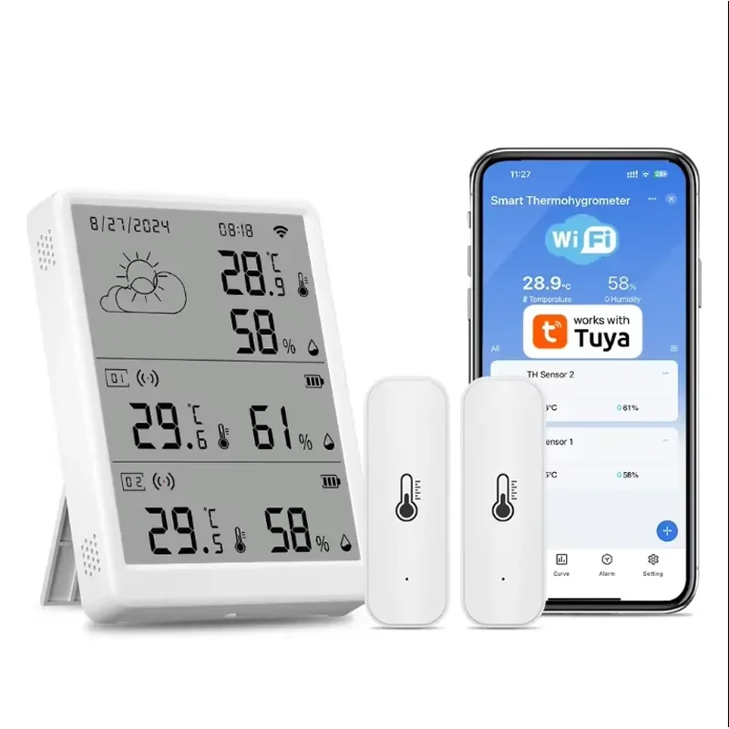WIFI Temperature Humidity Digital LCD Thermometer Hygrometer Practical LCD Digital Temperature And Humidity Meter