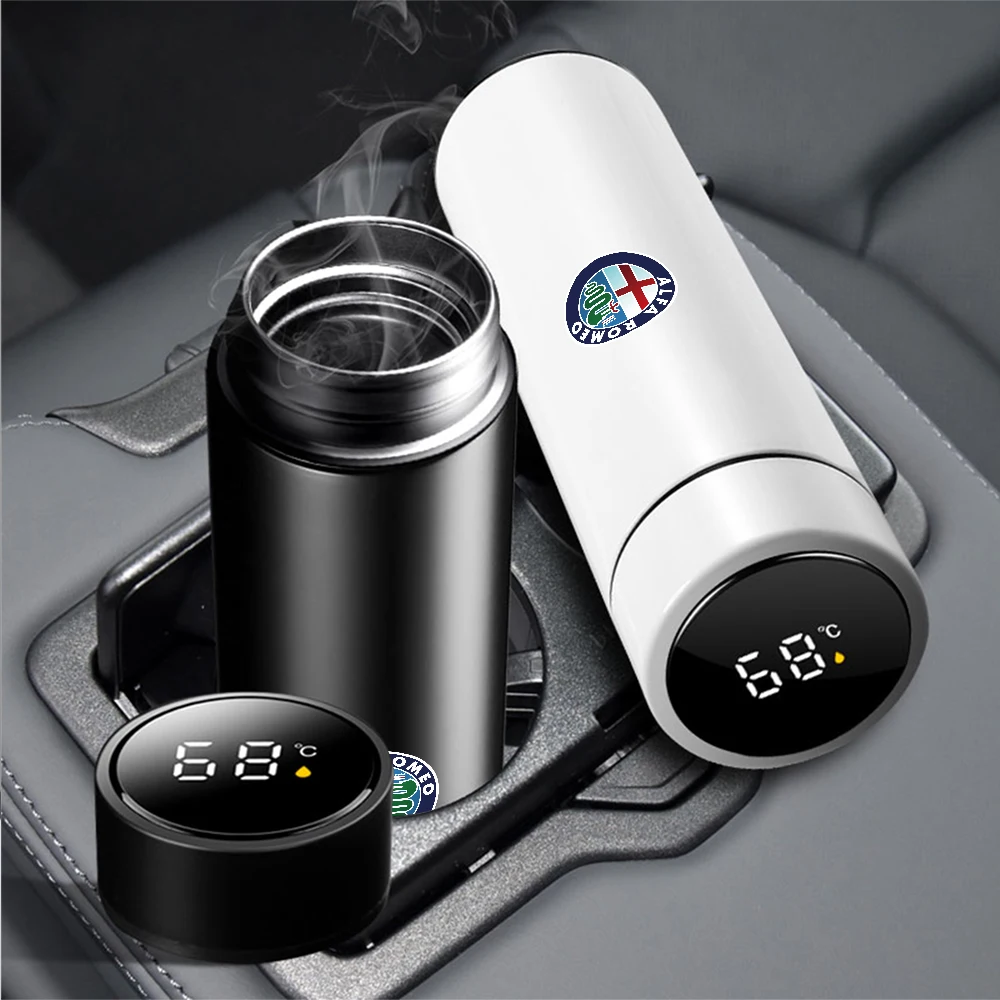 Taza Termo inteligente para coche, botella de agua, accesorios para Alfa Romeo Giulietta Stelvio Tonale 147 156 159 166 GT 4C 8C Sportiva, 1 ud.