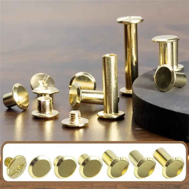 AB42-110Pcs Chicago Screws Leather Rivets Assorted Screw Rivet Chicago Binding Screws For Decorate And Repair Leather Craft