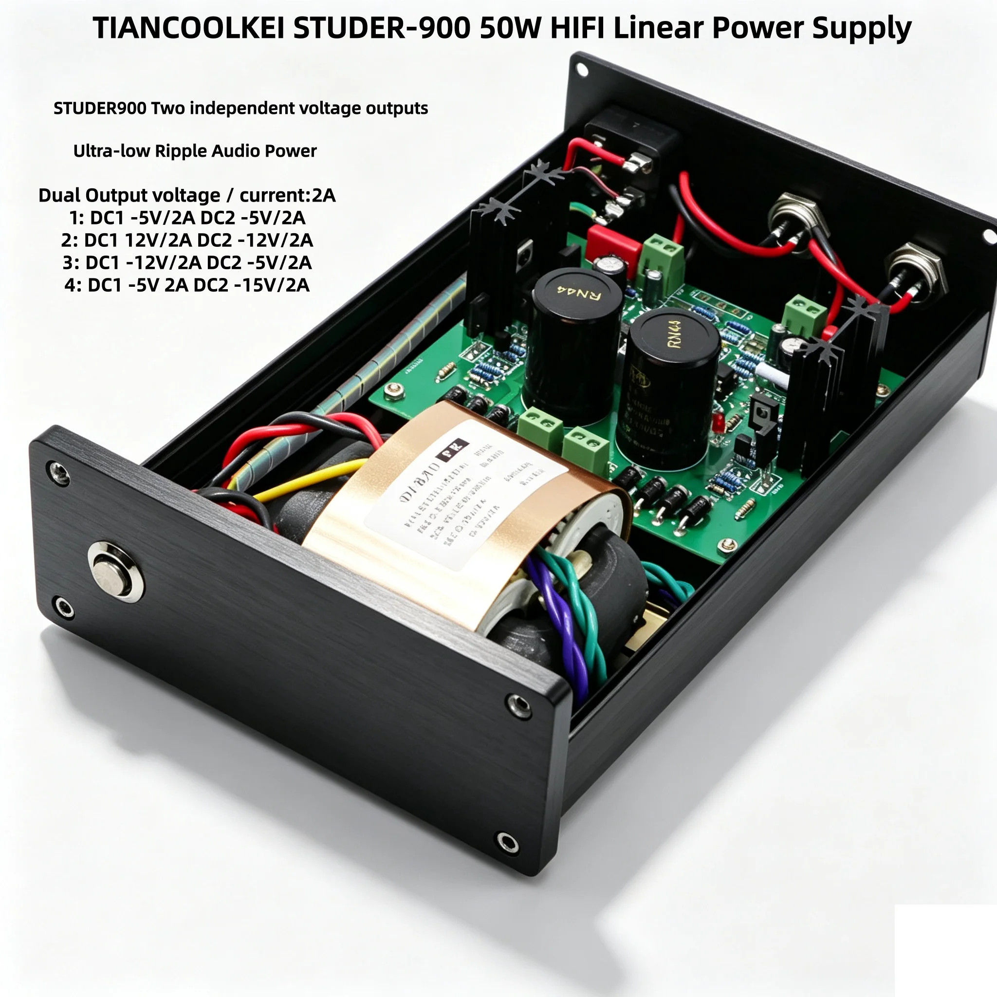Image of 50W Schweizer STUDER900 Ultra-Low-Ripple geregeltes lineares Netzteil, duale unabhängige Spannung, DC 5V 12V 2A für DAC-Röhrenverstärker