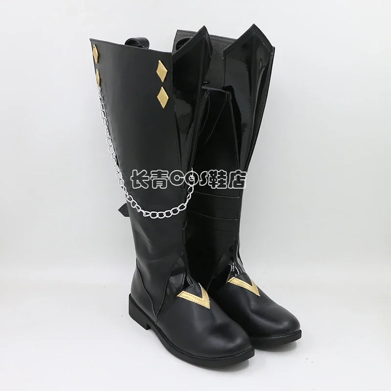 PU Leather Tartaglia Cosplay Tênis, Jogo Genshin Impact Prop, Botas de Carnaval de Halloween, Custom Made