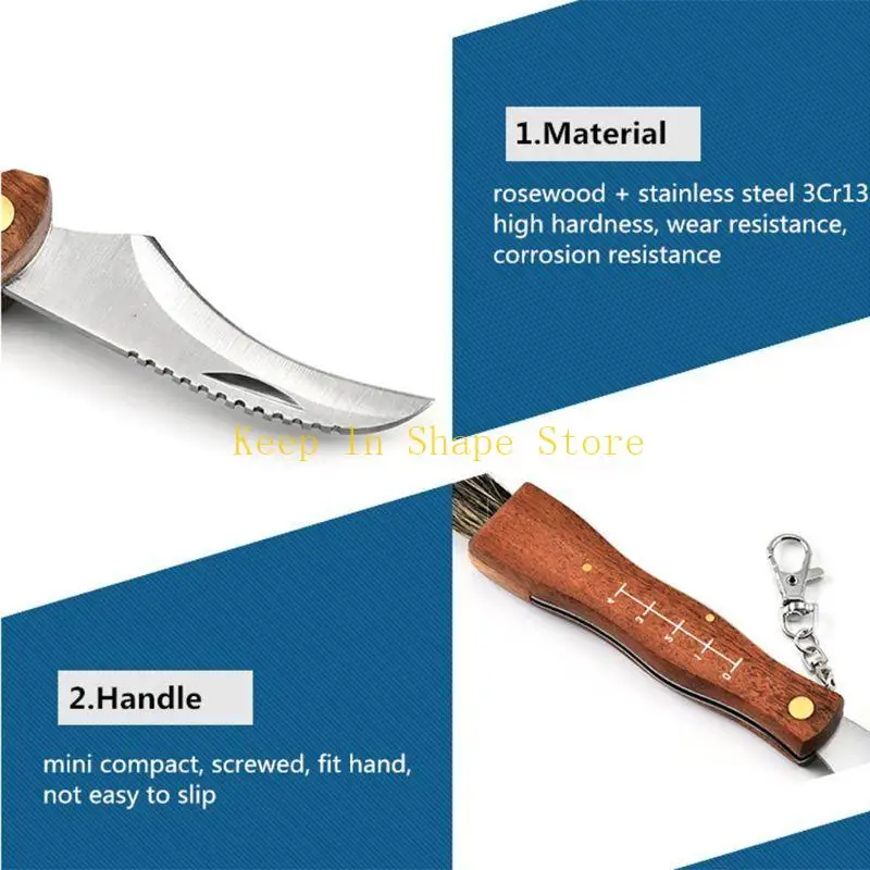U1JC Outdoor Mini Mushroom Knife Stainless Steel Knife Handle for Sharp Camp
