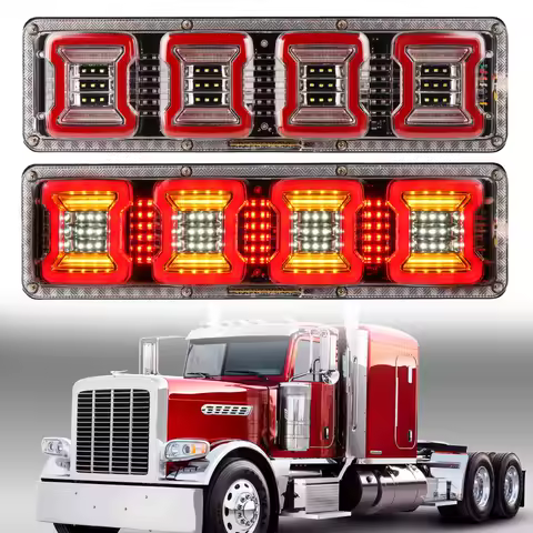1 Pair 12V-24V LED Tail Light for Truck Trailer Lorry Caravan Bus Camper RV Tractor LED Taillight Brake Reverse Turn Signal Lamp