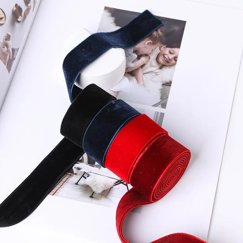 25mm Double-sided Non-elastic Colored Velvet Webbing Velvet Strap Flocking Fabric with Wool Top Ribbon Bow Diy Dress Ribbon