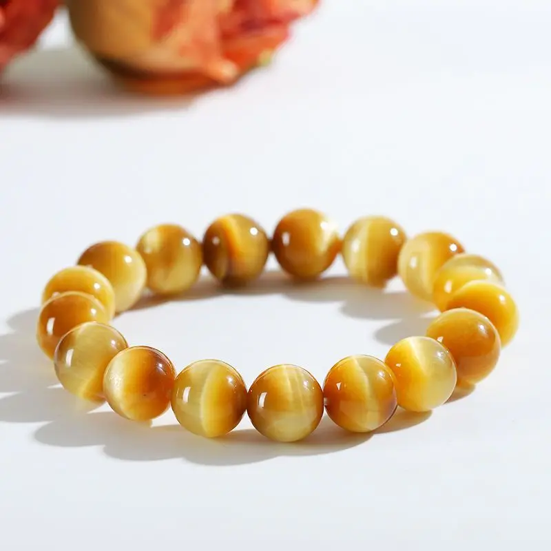 Natural Golden Tiger Eye Stone Round Beaded Bracelet 2026 Collectible Unisex Jewelry For Daily Wear Birthday Zodiac Birth Year