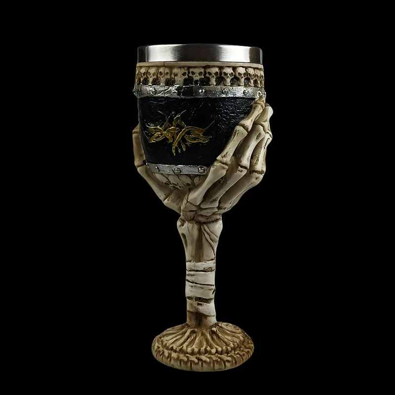 Skeleton Hand Goblet Creative Home Furnishings Resin Stainless Steel Cocktail Glass Double-layered Spirit Glass