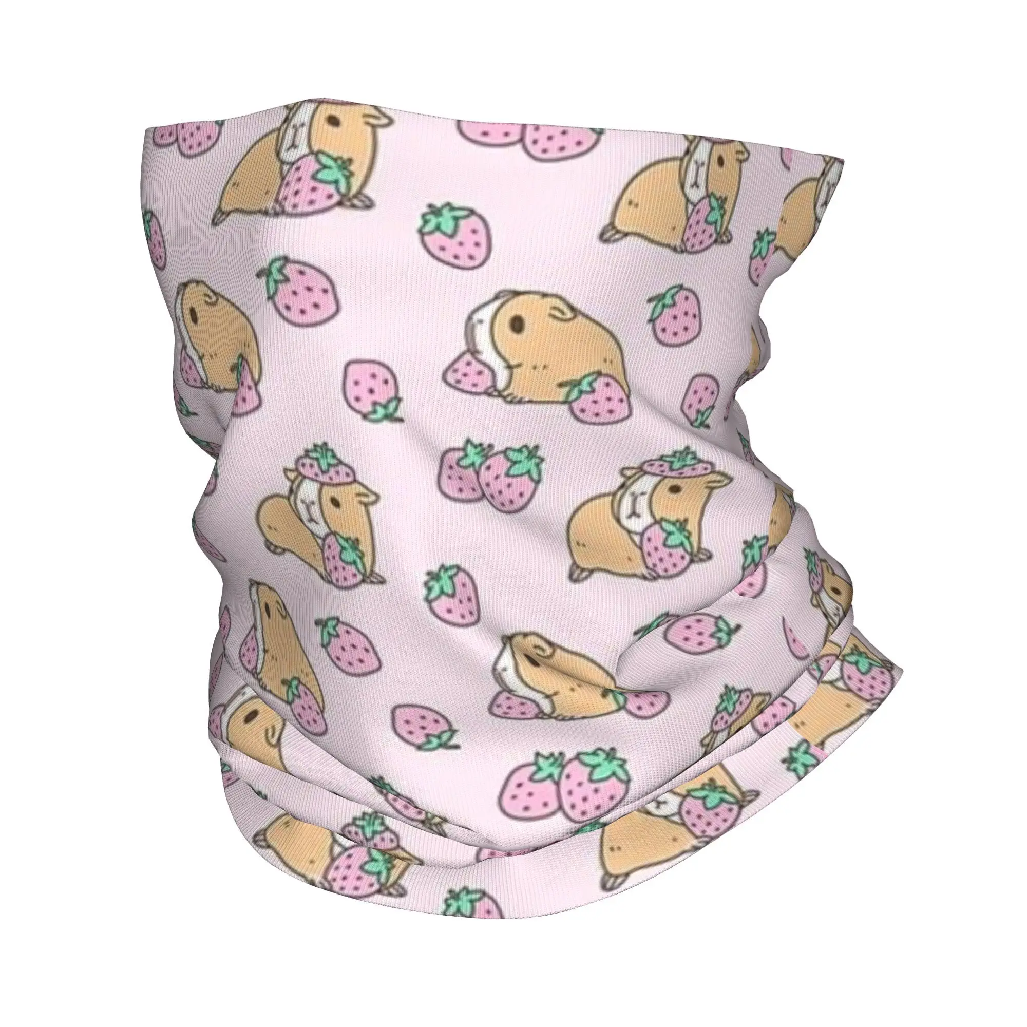 

Pink Guinea Pig and Strawberry Pattern Bandana Neck Cover Printed Face Scarf Warm Balaclava Running Unisex Adult Breathable