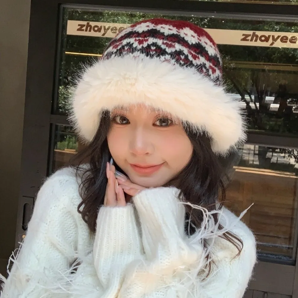 Versatile Thickened Fisherman Hat Faux Fur Windproof Ear Protection Cap Cold Proof Bucket Cap Winter