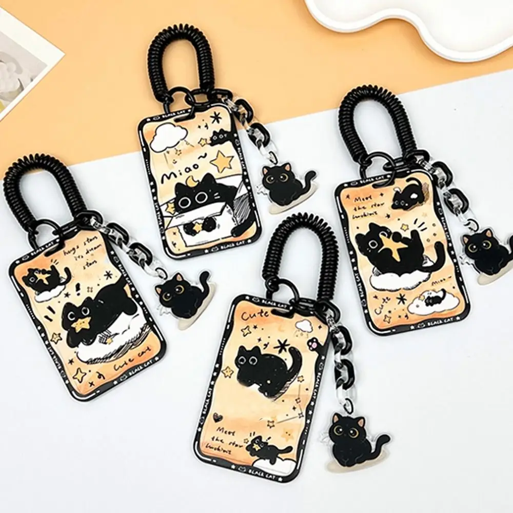 Cartoon Star Cat Card Holder Transparent with Pendant Idol Photos Protective Cover Slide Cover Student Campus Card Bag