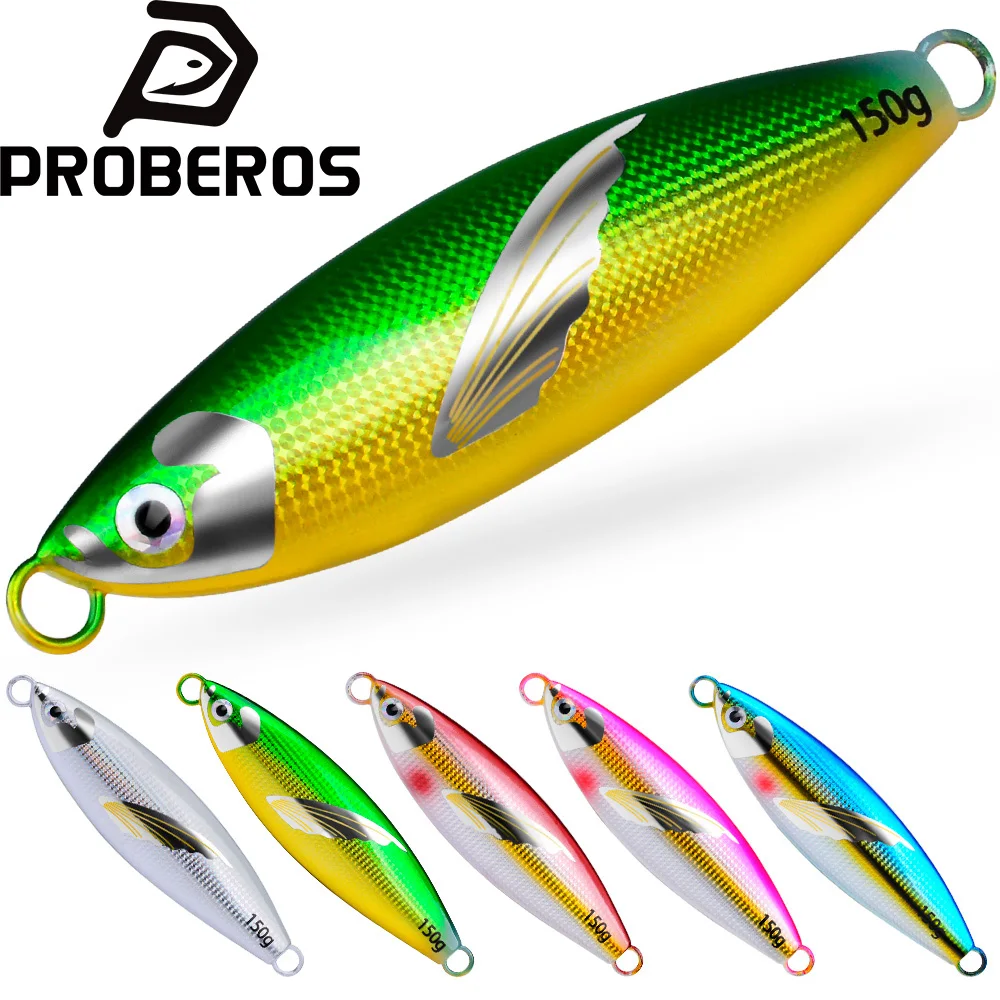 PROBEROS Metall Micro Slow Sink Qualitäts-Metall-Jigging-Angelköder Dubstep mit Flügelhaut Thunfisch Bass Spoon Jig 1 Stk. Meeresbootköder